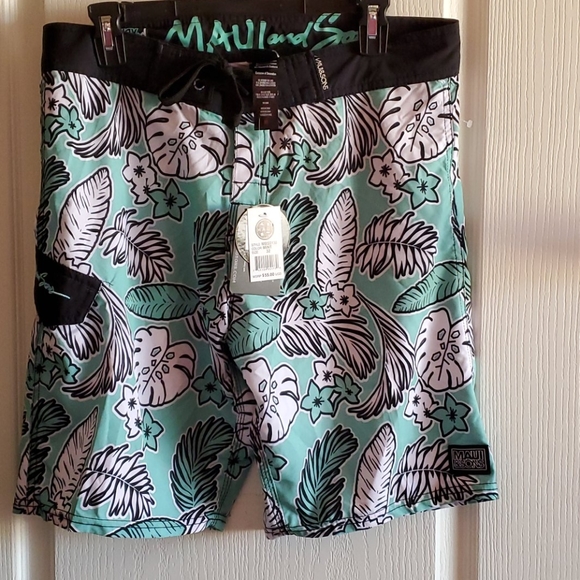 Maui and Son Mint black and swim trunks, no lining - Picture 1 of 6